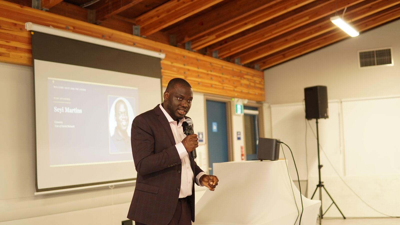 Seyi Martins delivering the welcome note and vision at Church & State